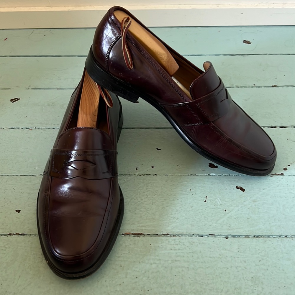 Johnston& Murphy Size 9.5W (EU 42 1/2) All Leather Loafers Handcrafted in Italy